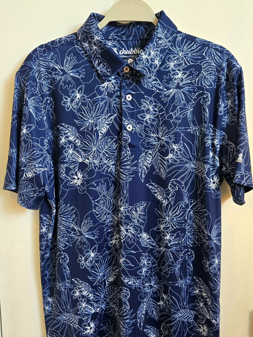 chubbies Navy Blue Floral Outline Polo